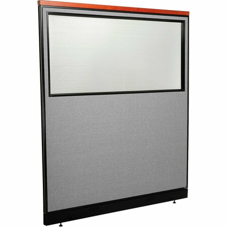 INTERION BY GLOBAL INDUSTRIAL Interion Deluxe Office Partition Panel w/Partial Window & Raceway 60-1/4inW x 65-1/2inH Gray 694701WNGY